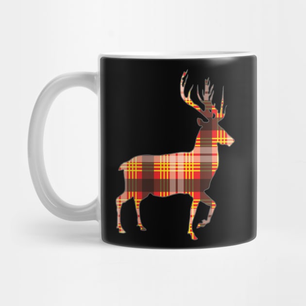 Red, Yellow and Black Tartan Scottish Stag Silhouette by MacPean